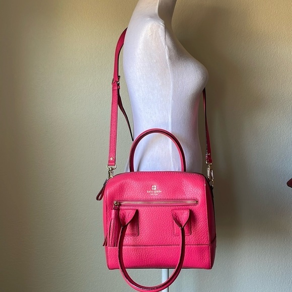 Kate Spade Bright Pink Top Handle Leather Satchel - Picture 1 of 11
